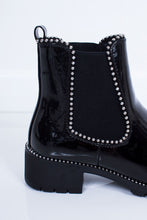 Load image into Gallery viewer, Womens Cheryl Flat Chelsea Boots Black Patent Leather Finish Boots
