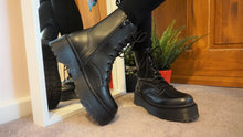 Load image into Gallery viewer, Womens Kiki Doc Chunky Platform Ankle Boots Retro Black PU