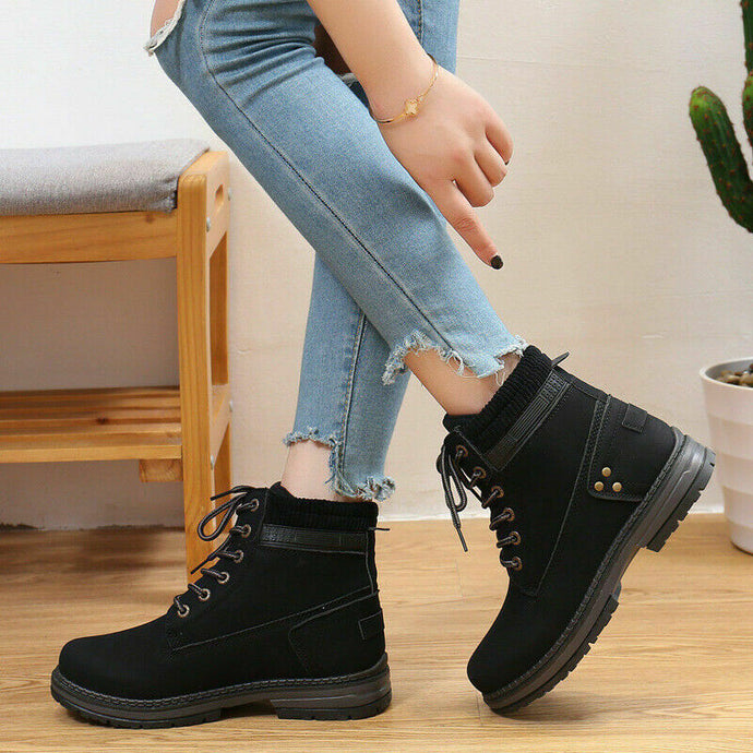 Womens Hazel Fur Winter Warm Walking Ankle Boots In Black