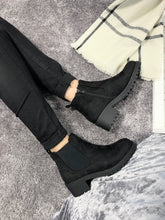 Load image into Gallery viewer, Womens Lauren Suede Block Heel Boots Chunky Ankle Chelsea Boots Size 3-8