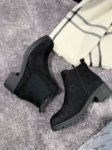 Womens Lauren Suede Block Heel Boots Chunky Ankle Chelsea Boots Size 3-8