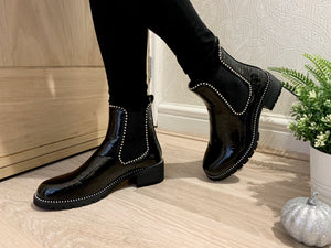 Womens Cheryl Flat Chelsea Boots Crocodile Pattern Ankle Boots Size 3-8