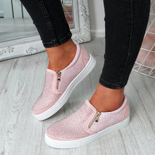 Load image into Gallery viewer, Womens Simmi Pink Studded Diamante Slip On Flat Trainers