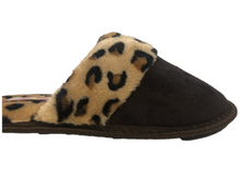 Load image into Gallery viewer, Womens Lenny Dark Brown Mule Leopard Slippers