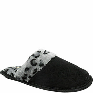 Womens Lenny Black Mule Leopard Slippers
