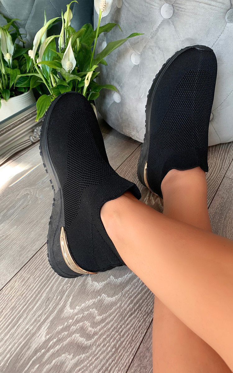 Womens Farah Mesh Sock Trainers Lightweight in Full Black