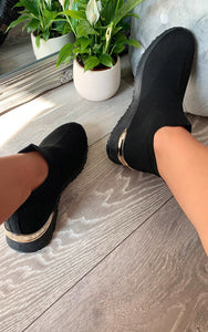 Womens Farah Mesh Sock Trainers Lightweight in Full Black