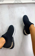 Load image into Gallery viewer, Womens Farah Mesh Sock Trainers Lightweight in Black &amp; White